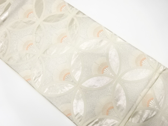 JAPANESE KIMONO / ANTIQUE FUKURO OBI / SILK / WOVEN SHIPPO PATTERN